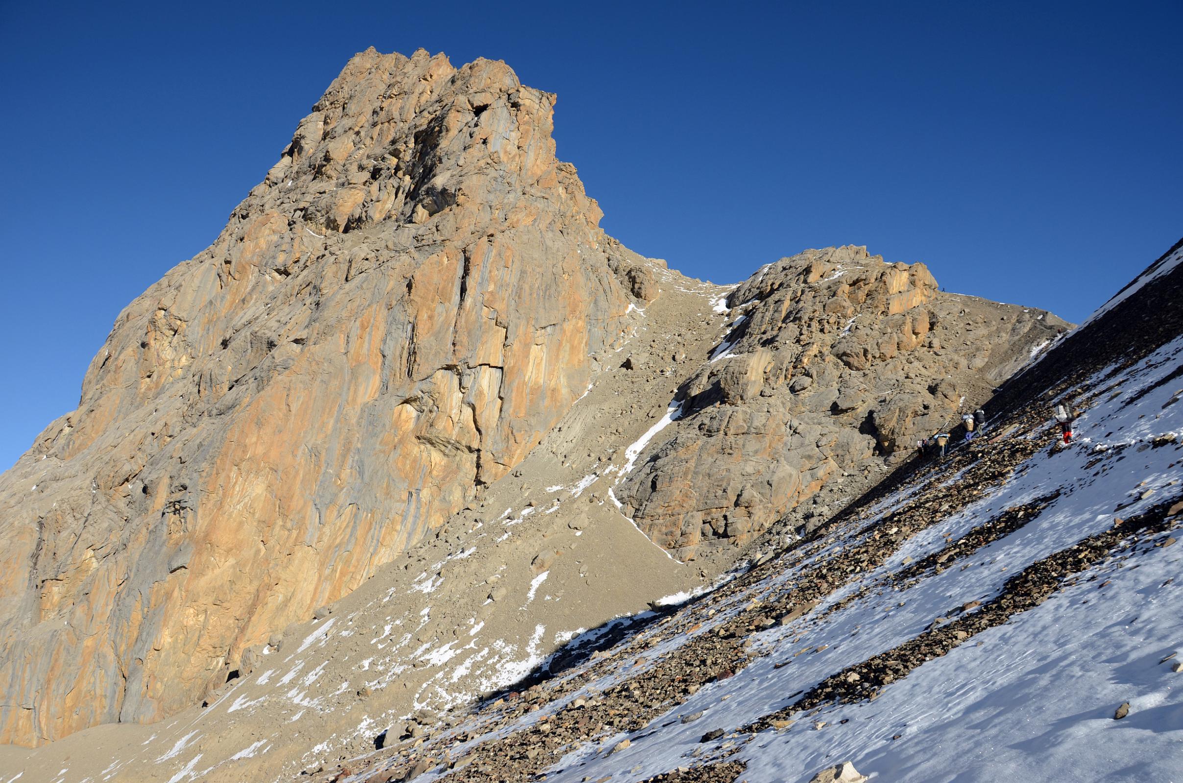 11 The First Pass Skirts This Large Rock Outcrop From The Eastern Tilicho Tal Lake Camp 